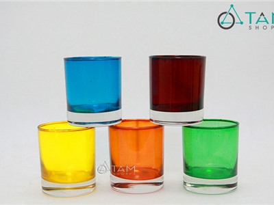 Chân nến ly thủy tinh màu trong suốt H-CHN-14